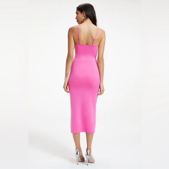 GOOD AMERICAN Sorority Pink Scuba Midi Dress Size 1 Small - Picture 3 of 3
